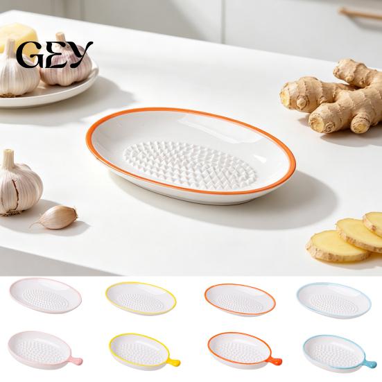 Kitchen Prep Tool Ceramic Garlic Grater Plate for Food Prep, Multifunctional Ginger And Parmesan Mincer Dish, Non Slip Masher Bowl Cheese Nutmeg