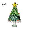 Elegant Glass Tree Table Centerpiece Hand Blown Christmas Figurine, Mini Tabletop Festive Home Accents Xmas Ornament, Handmade Desktop Holiday