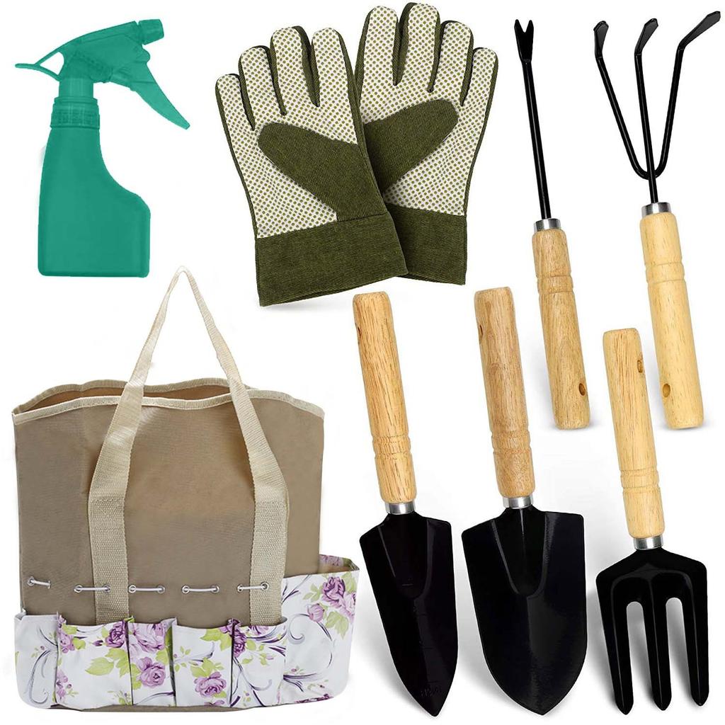 Cross-border Garden Tool Set Wooden Handle Mowing Garden Tool Set Pruning Shears Stainless Steel Gardening Kit