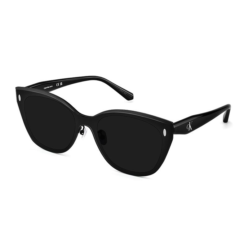 Calvin Klein Square Narrow Frame Side Letter Logo UV Protection Cat Eye Sunglasses Unisex sunglasses Metallic CKJ26220SLB