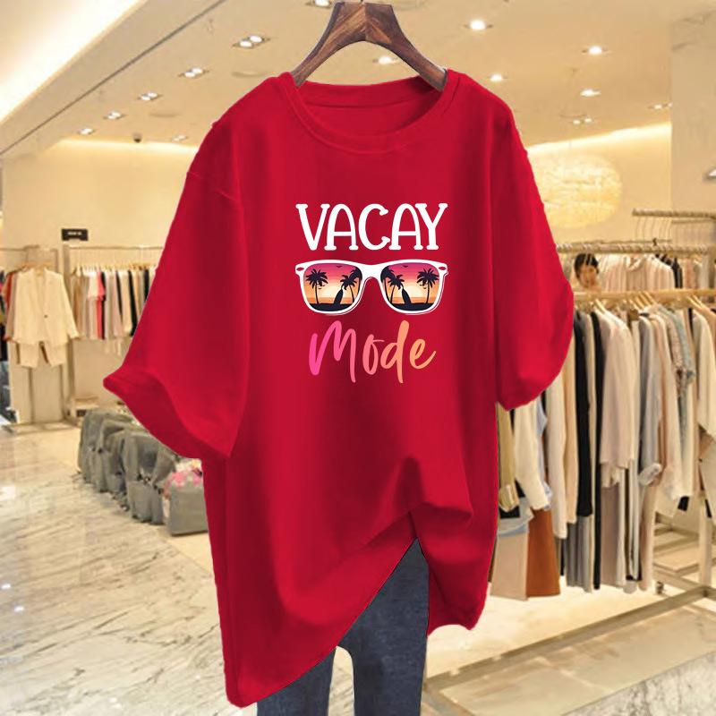 

Women s Oversized Short Sleeve T-Shirt with Cute Glasses Print L