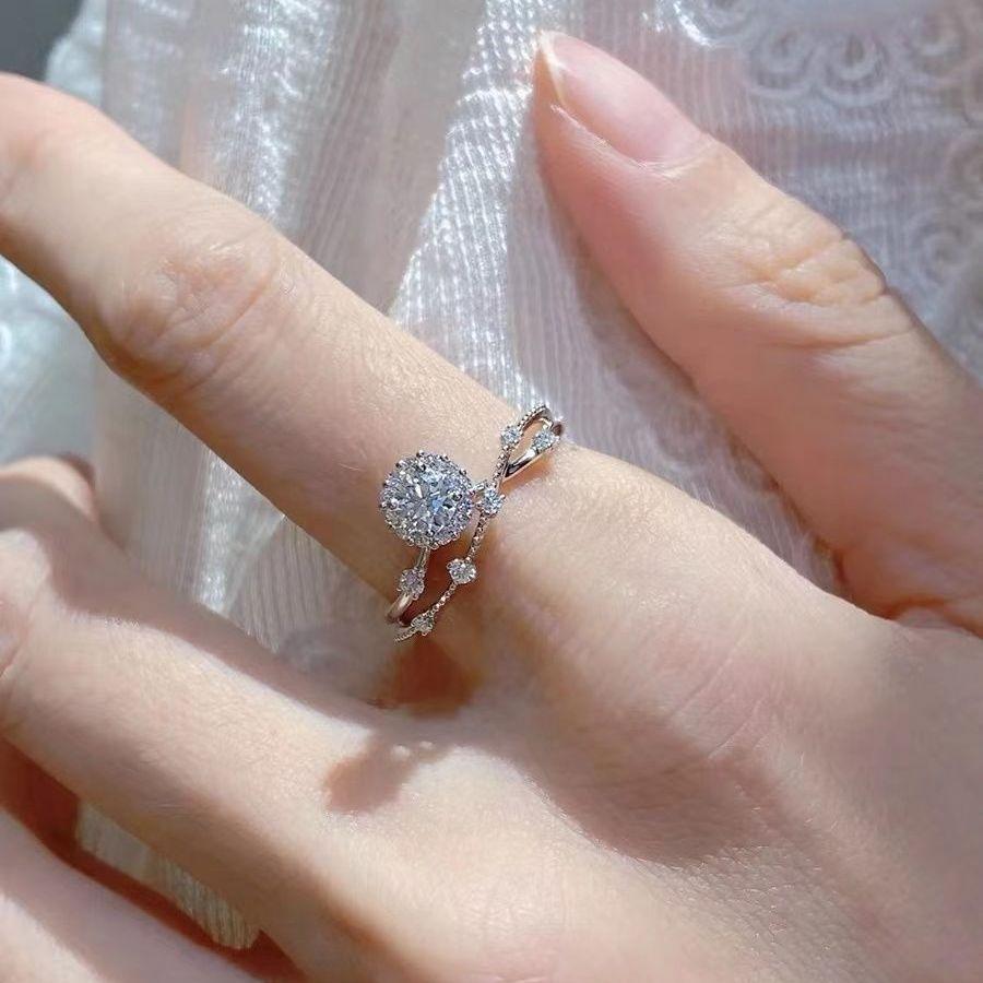 Cheap Ring Sterling Silver Moissanite Ring One Carat Ring Lady Ring Proposal Ring Engagement