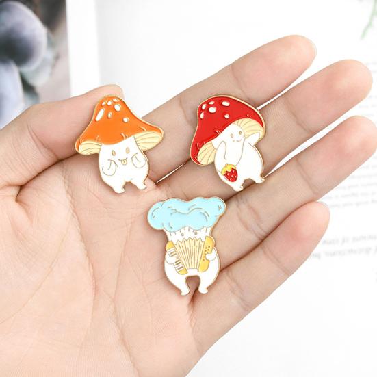 Cartoon Cute Mushroom Knife Guitar Enamel Student Brooch Pin Badge Jewelry Gift
