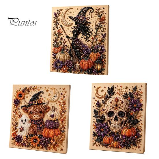 Handmade Holiday Gift Ideas Halloween Faux Pearl Art DIY Kit, Spooky Cute 3D Beads Painting Crafts, Creative Home Decor Projects Gothic Ghost Pumpkin