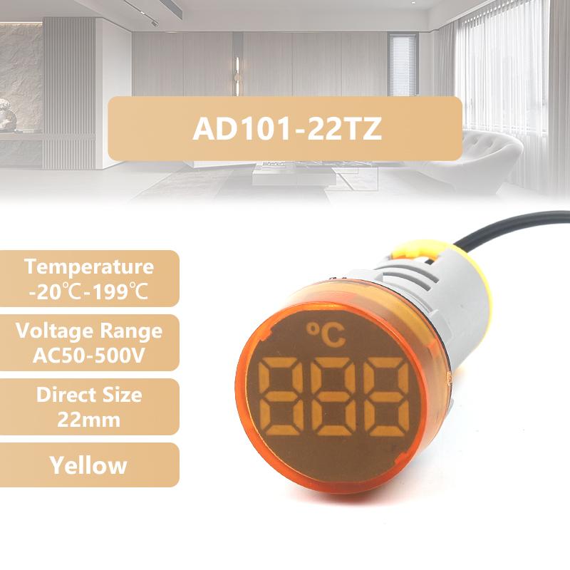 1PCS 22MM Mini Round LED Thermometer AC 50-500V -20-199 Digital Temperature Meter Indicator,For Sensor Gauge Weather Station
