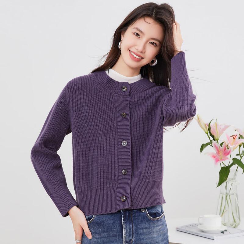 Jinjuan Women's 100% Pure Wool Long Sleeve Cardigan