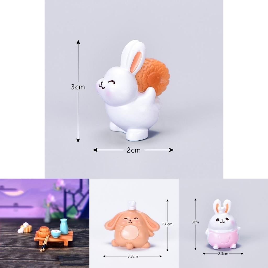 Adorable Diy Resin Rabbit Eat Mooncake Micro Landscape Decor For Mid-autumn Festival Celebration