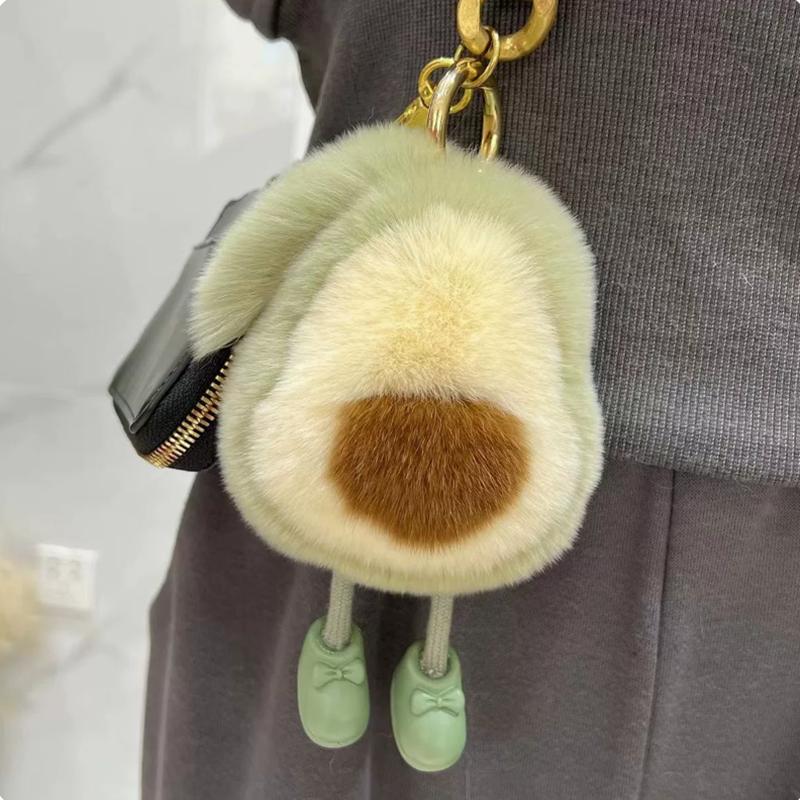 Bunny Avocado Potato Plush keychain Imitation Mink Rex Rabbit Hair Key Bag Plush Pendant Hairball Small Gift