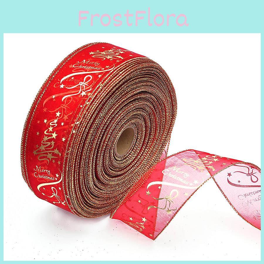 Festive 6.3x200cm Red Christmas Tree Ribbon With Chic Korean Print Design