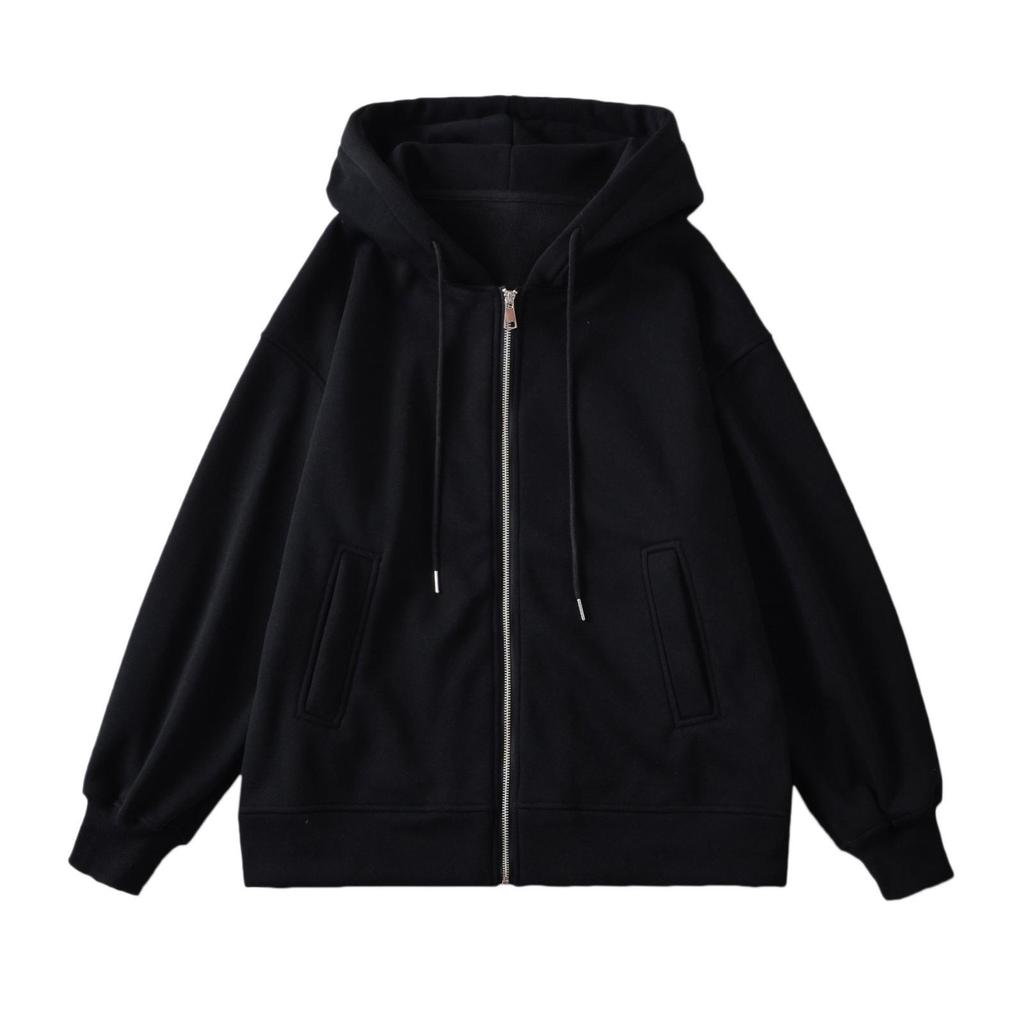 Women's Velvet Hooded Zip-Up Sweatshirt, 2023 New Oversized Slim-Fit Long-Sleeve Cardigan