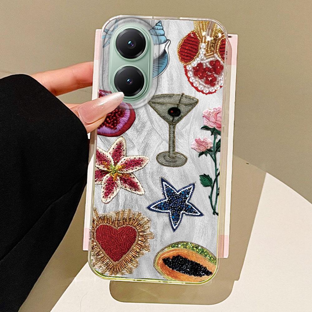 

Planet Fruit Sun Face Feather Texture Phone Case for Xiaomi Poco X5 X7 M6 Pro X6 X3 Pro NFC C75 C71 C65 C61 M5S Shell Back Cover Redmi Note 10S білий