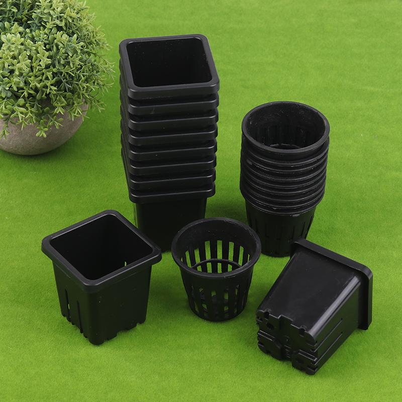 10Pcs Reusable Hydroponic Mesh Cover Hydroponic Planting Basket Plant Seedlings Planting Plastic Mesh Pot Garden Supplies