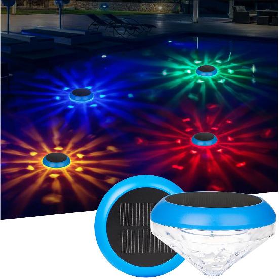 Solar Floating Pool Lights,LED Pool Lights RGB Color Changing Solar Pool Lights That Float,Outdoor Waterproof Swimming Pool Accessories for