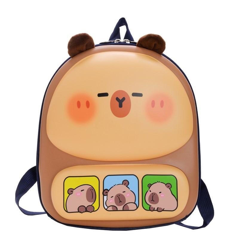 Kids School Backpack Featuring Cartoon Capybara With Lightweight Pvc For Children