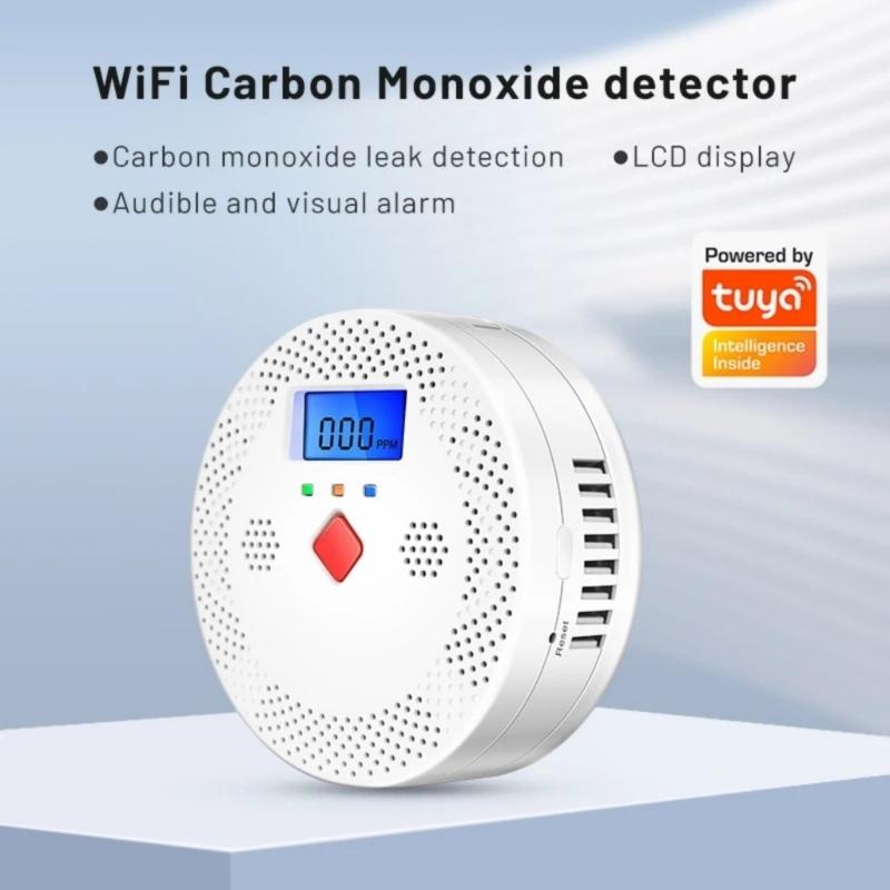 Carbon Monoxide Detector 2 In 1 Alarm With LCD Display Battery Operated Suitable For Kitchen Home Wireless Installation
