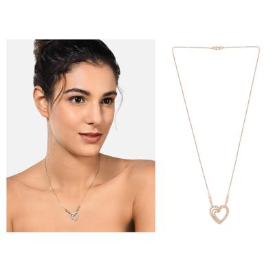 Rose Gold Cubic Zirconia Contemporary Heart Chain For Women