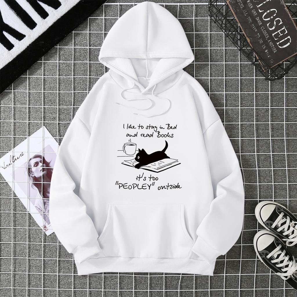 Winter Women's Hoodie Solid Color Print Unisex Style Double Pockets Sweatshirts Outerwear Women's Clothing