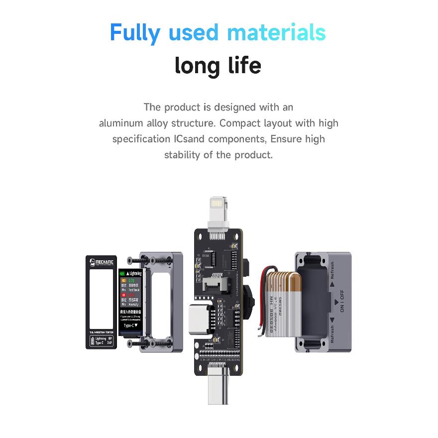 Mechanic T-824 No Disassembly Required Mobile Phone Tail Insertion Detector Digital Display Current Power Check Independent Pin