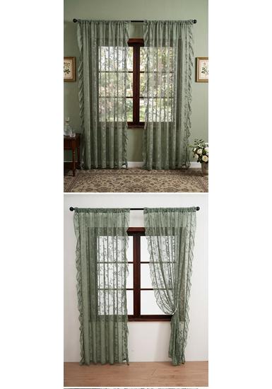 2026 Summer French-Style Solid Color Lace Curtains for Bedroom, Living Room, and Balcony with Floral and Ruffle Design