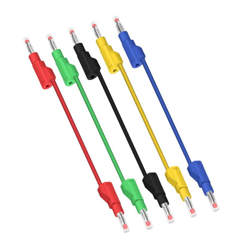 4mm Stackable Banana Plug with Safety Shroud & Spring-Retractable Nitrile Wire Test Lead