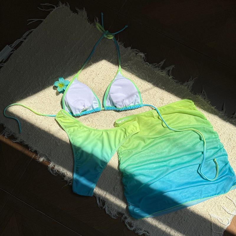 Neuer Sexy Neckholder Stufenrock Bikini Neuer Damen Badeanzug Damen Bademode Dreiteiliges Bikini-Set Badeanzug