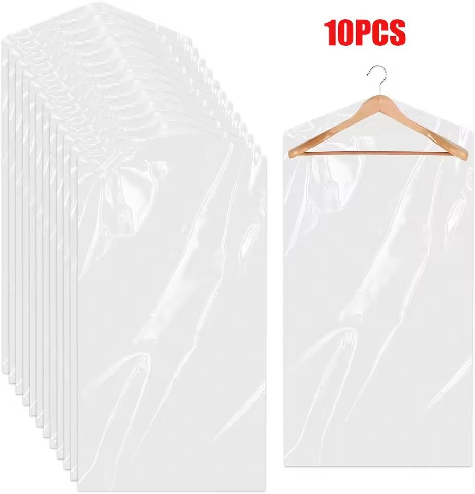 

10/50/100 шт прозрачные пластиковые чехлы для одежды пыленепроницаемые водонепроницаемые чехлы для одежды сумка для чистки 100x60 см протектор для одежды 60x100cm