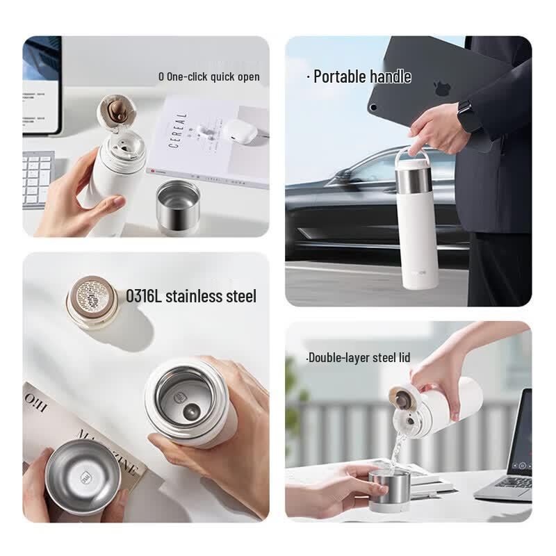 Supor 316 Stainless Steel Insulated Thermos with Tea Infuser, 550ML