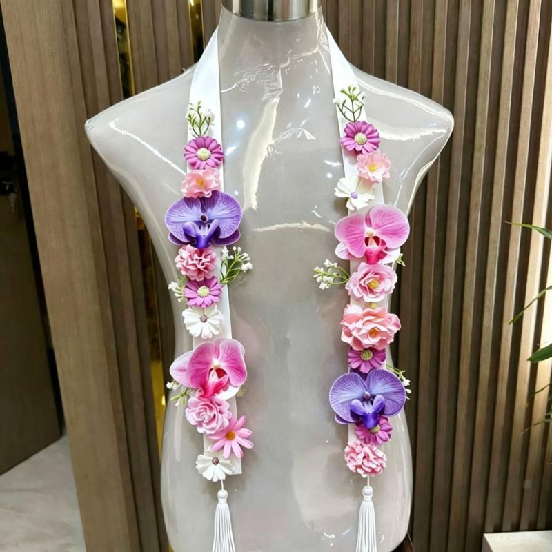 Lightweight Floral Artificial Flower Shawl Graduation Tie Ribbon Multi-purpose Bridal Wedding Bridesmaid Gift A2