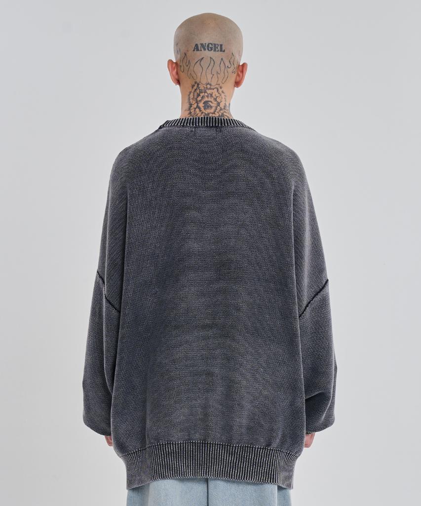 AJOBYAJO [Pba] Five Ajo Logos Washed Sweater [Black]