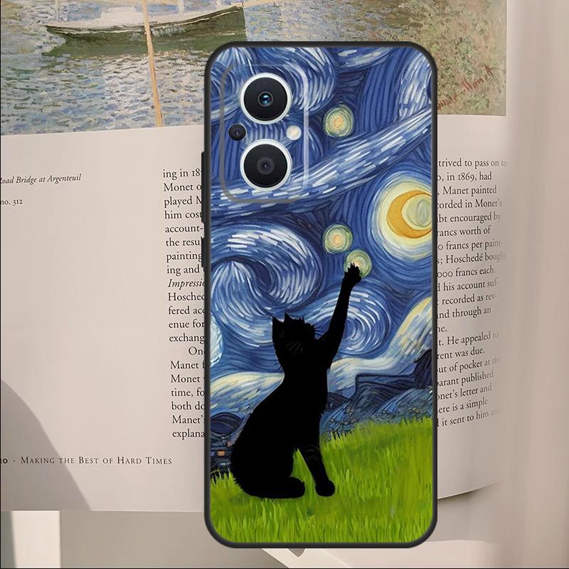 

Cat Van Gogh s The Starry Night Cover For OPPO Reno 13F 11F 12F 14F 11 12 13 14 Pro 7 8 Lite OPPO Find X6 X5 X8 X9 Pro Case OPPO Find X9