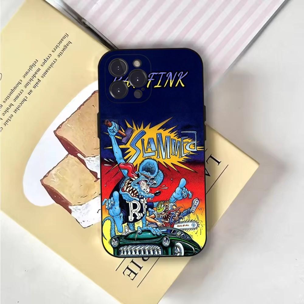 Cartoon Rat Fink RF Phone Case For iPhone 16,15,14,13,12,11,Pro,X,XS,Max,XR,Plus,Mini Soft Black Cover