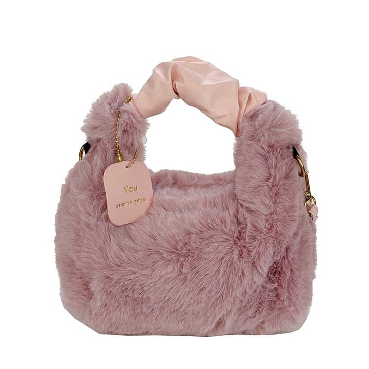 

Новая женская плюшевая плиссированная сумка-мессенджер 22*10*14cm розовый