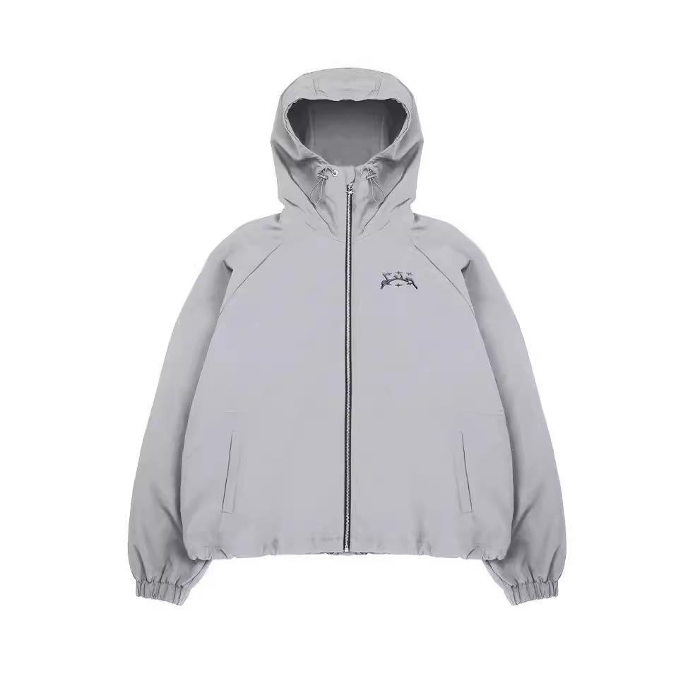 

2099 Tide Street Color Block Embroidered Windbreaker Zip Hoodie S