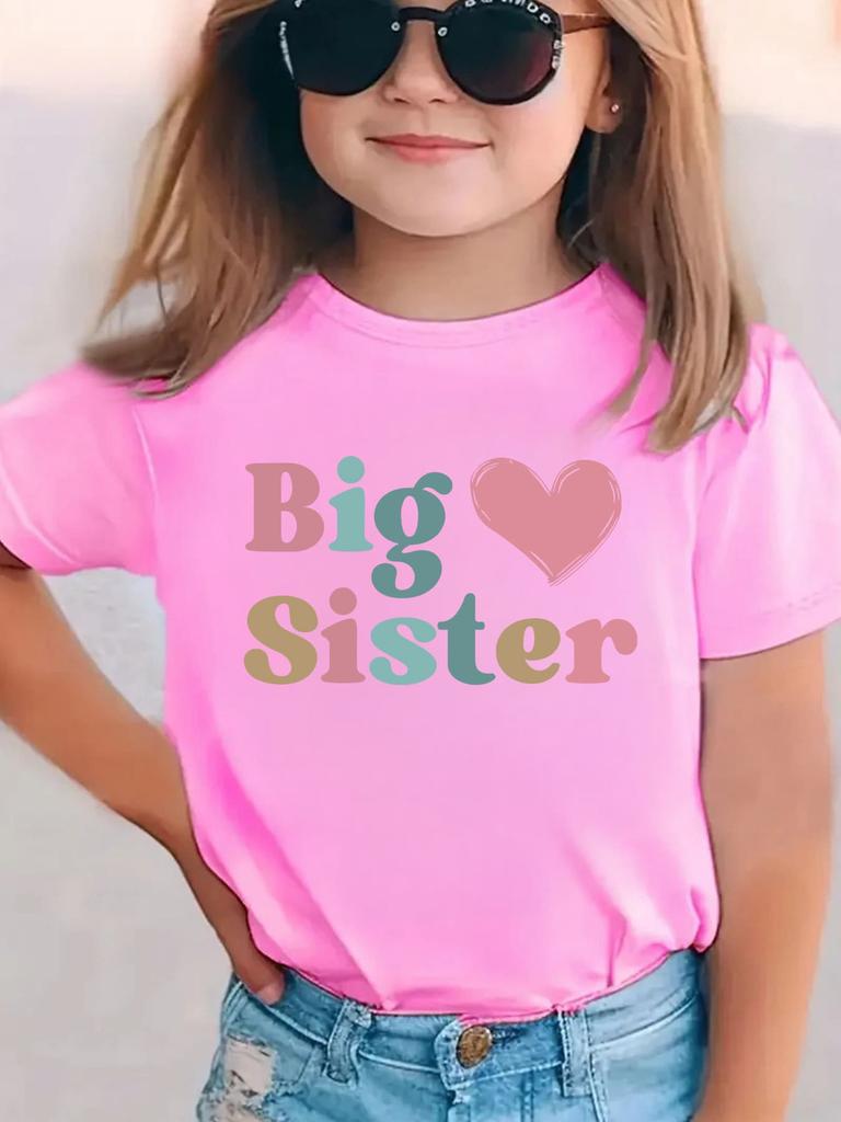 Summer fashion girls short-sleeved T-shirt with love cartoon pattern printed casual versatile top