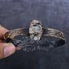 Natural Moonstone Gemstone Handmade Copper Wire Wrap Cuff Bangle Adjustable W1f66
