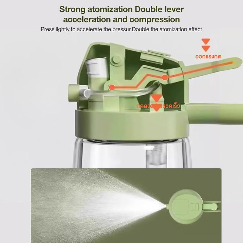 470Ml Glass Oil Spray Bottle 2 In 1 Dispenser + Sprayer Kitchen Oil Spray Bottle Large Capacity Spray Pour Integrated Oil Pot