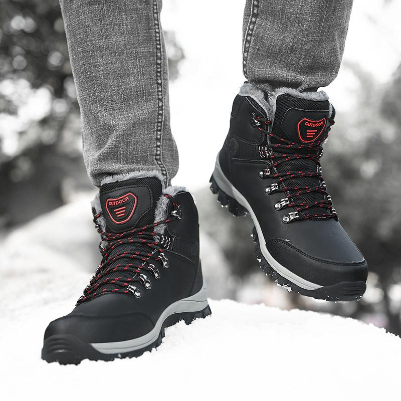 Outdoor Non-slip Man Snow Boots Thickened Warm Men Casual Shoes Winter Hiking Shoes Plus Velvet Large Size Waterproof Boots