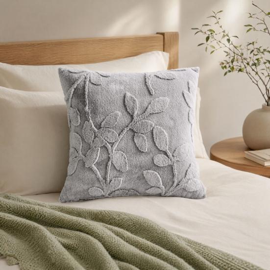 Plush Jacquard Pillow Cover, 3D Embossed Solid Color Cushion Case, 17.7 x17.7 Inch Anti-Static Soft Throw Pillow Cover, Modern Cozy Home Decor for