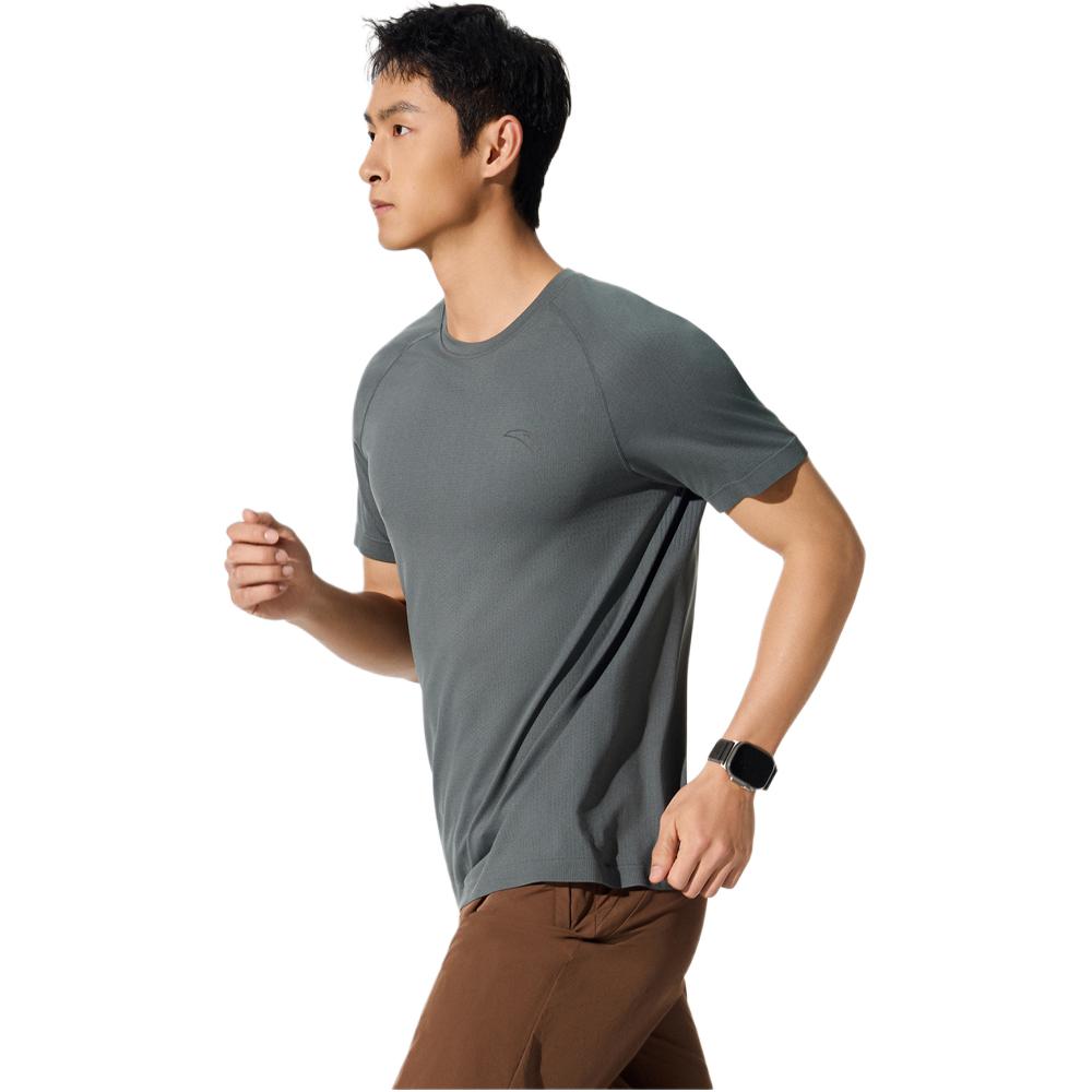 Anta Comfortable Solid Color Casual Simple Versatile Sports Quick-Dry Thin Short Sleeve T-Shirt Men Tops Journey-Green 152525108-2