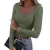 Women's And Winter Slim Bottom T-shirt Fashion Casual Color Square Neck Pullover Long Sleeve Top