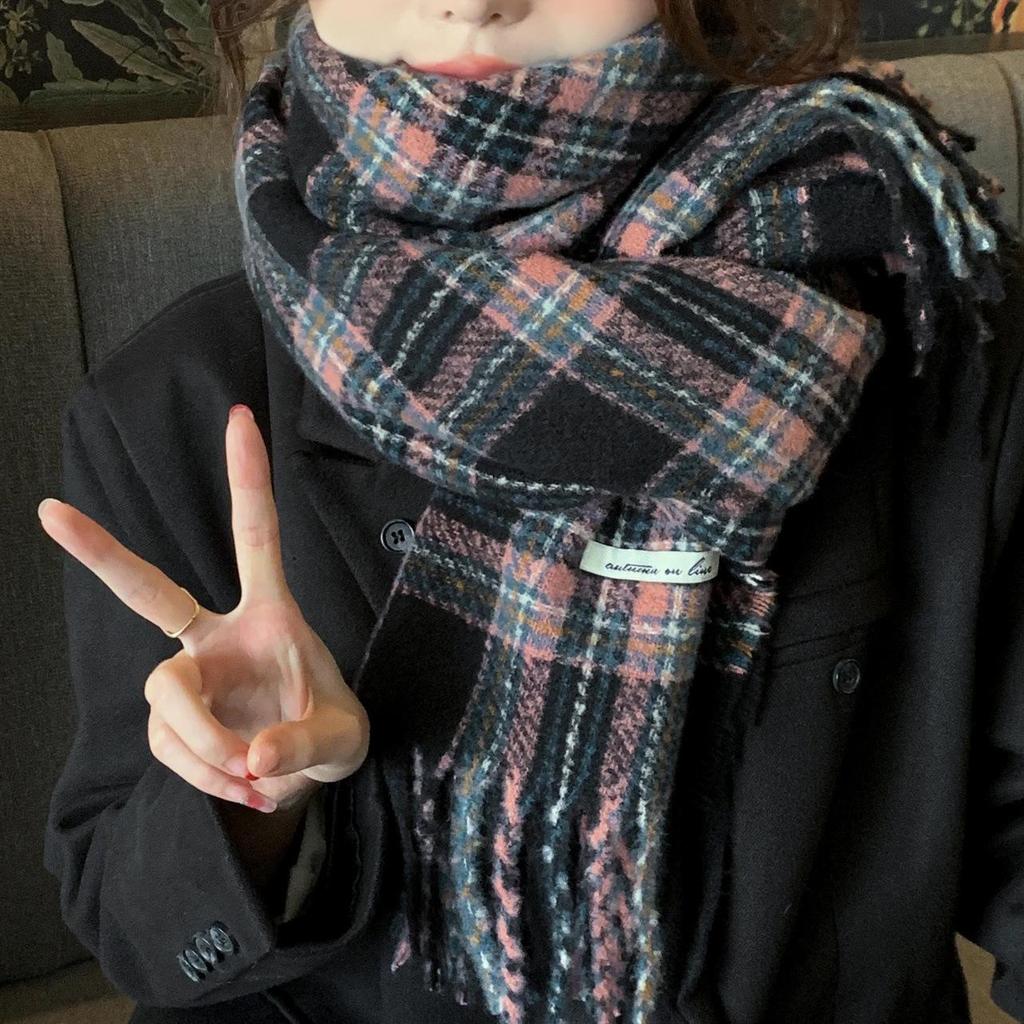 Damen-Winterschal im koreanischen Stil mit Karomuster – warmer Schal aus Kaschmirimitat