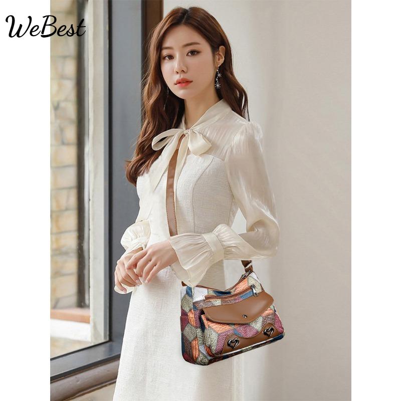 Geantă casual de umăr crossbody pentru femei, cu blocuri de culoare