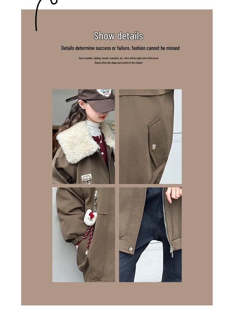 Girls' Quilted Coat - 2025 Autumn/Winter Trendy Thickened Cotton Jacket for Big Children