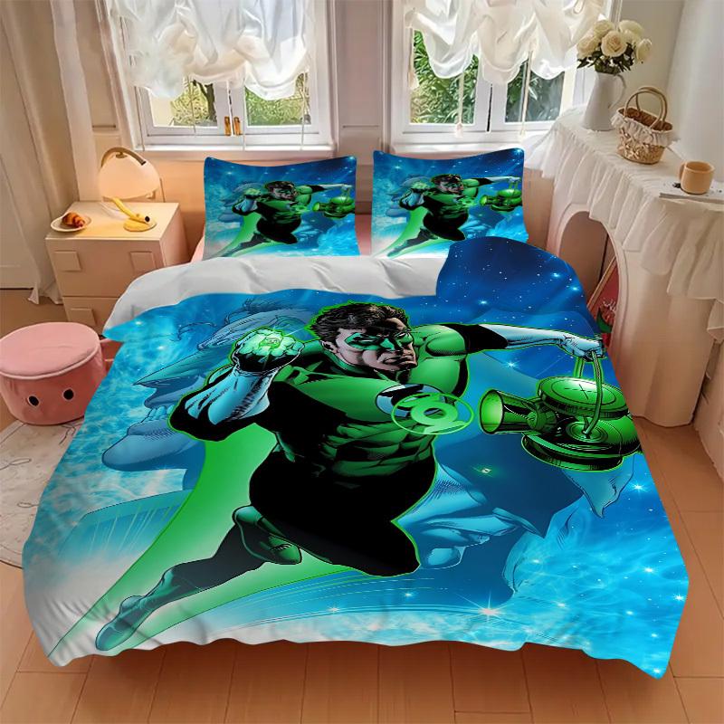 3pcs Green Lantern Ring Cover Set,Soft Comfortable Duvet Cover,Guest Room (1*Duvet Cover + 2*Pillowcases, Without Core) yy251024160