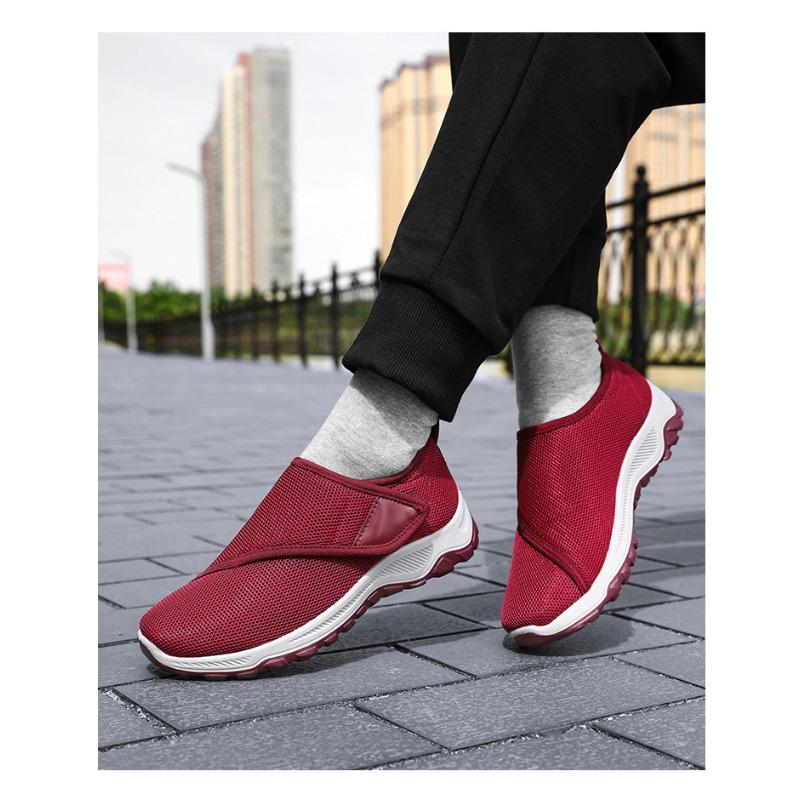 Women's Breathable Casual Slip-On Traditional Cloth Shoes, Velcro-Strap Senior Comfort Soft-Soled Footwear.
