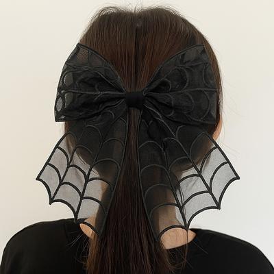 Creative Star Spider Web Hair Clip Lace Gothic Bat Head Veil Elegant Spring Clip Halloween Hairpin Hair Accessories