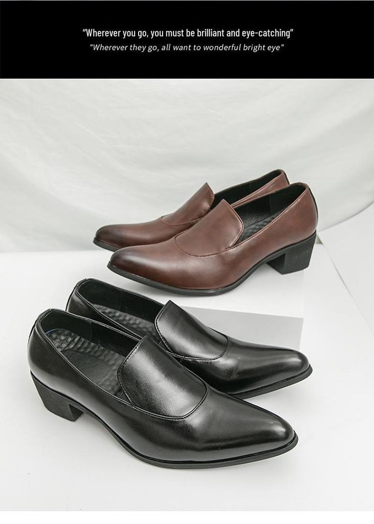 Plus Size Men's Formal Pointed Toe Leather Slip-on Shoes - Spring/Autumn 2025