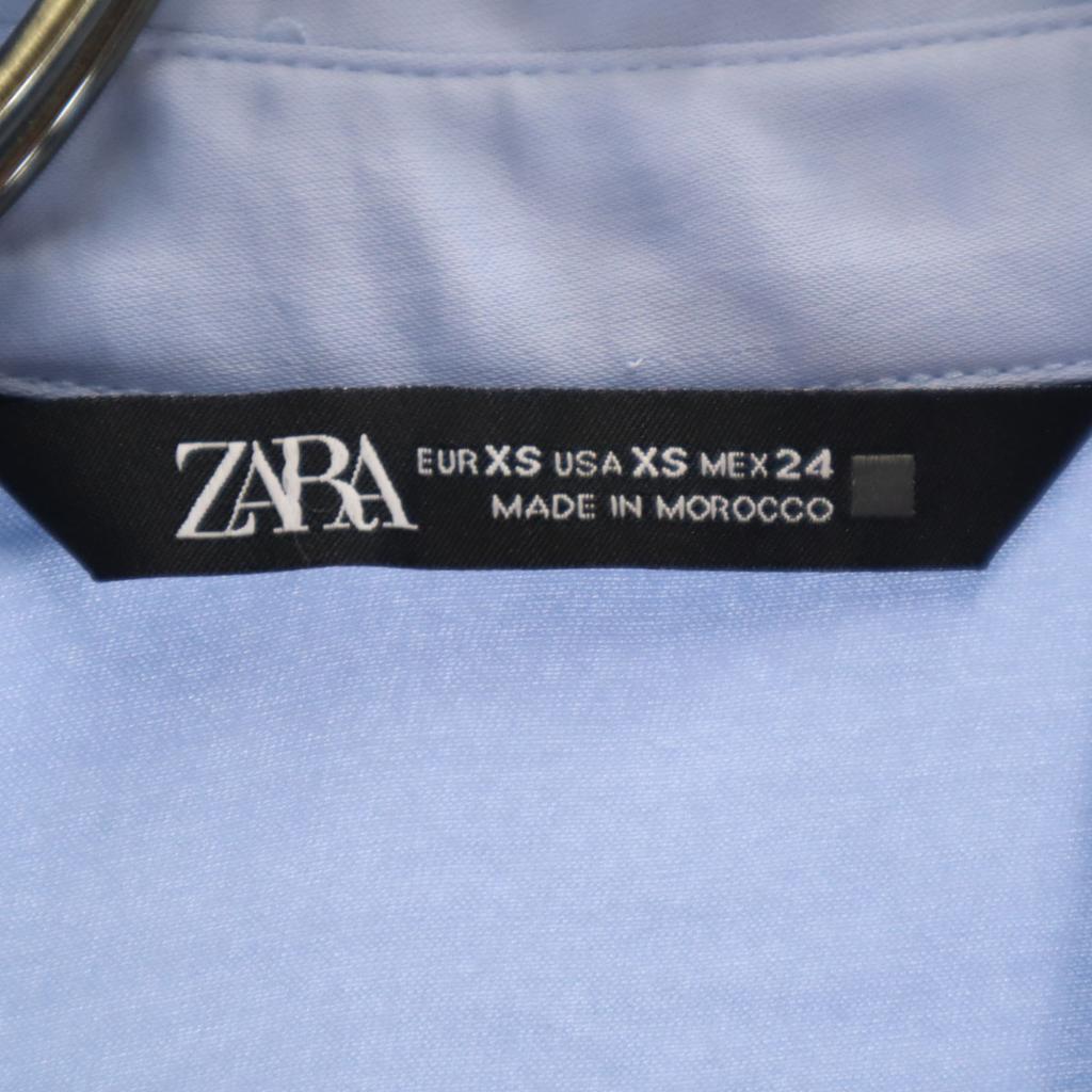 ZARA French sleeve Frill blouse XS Blue shirt Women Used