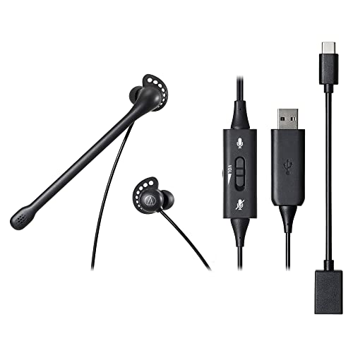 

Audio-Technica ATH-202USB Headset USB Wired Noise Cancelling In-ear Earphones with Microphone Han...