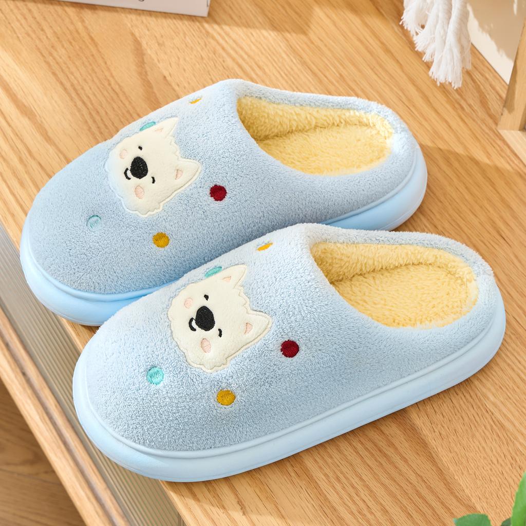 Cute bear cotton slippers autumn and winter 2025 new indoor home thick-bottomed non-slip velvet thermal slippers